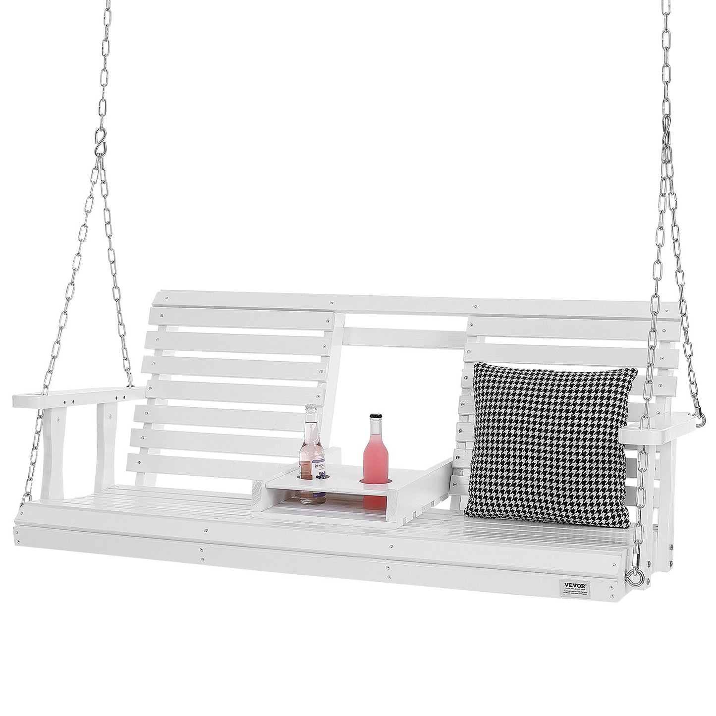 AI62 Decor Heavy Duty White Porch Swing with Hanging Chains