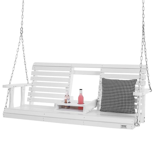 AI62 Decor Heavy Duty White Porch Swing with Hanging Chains