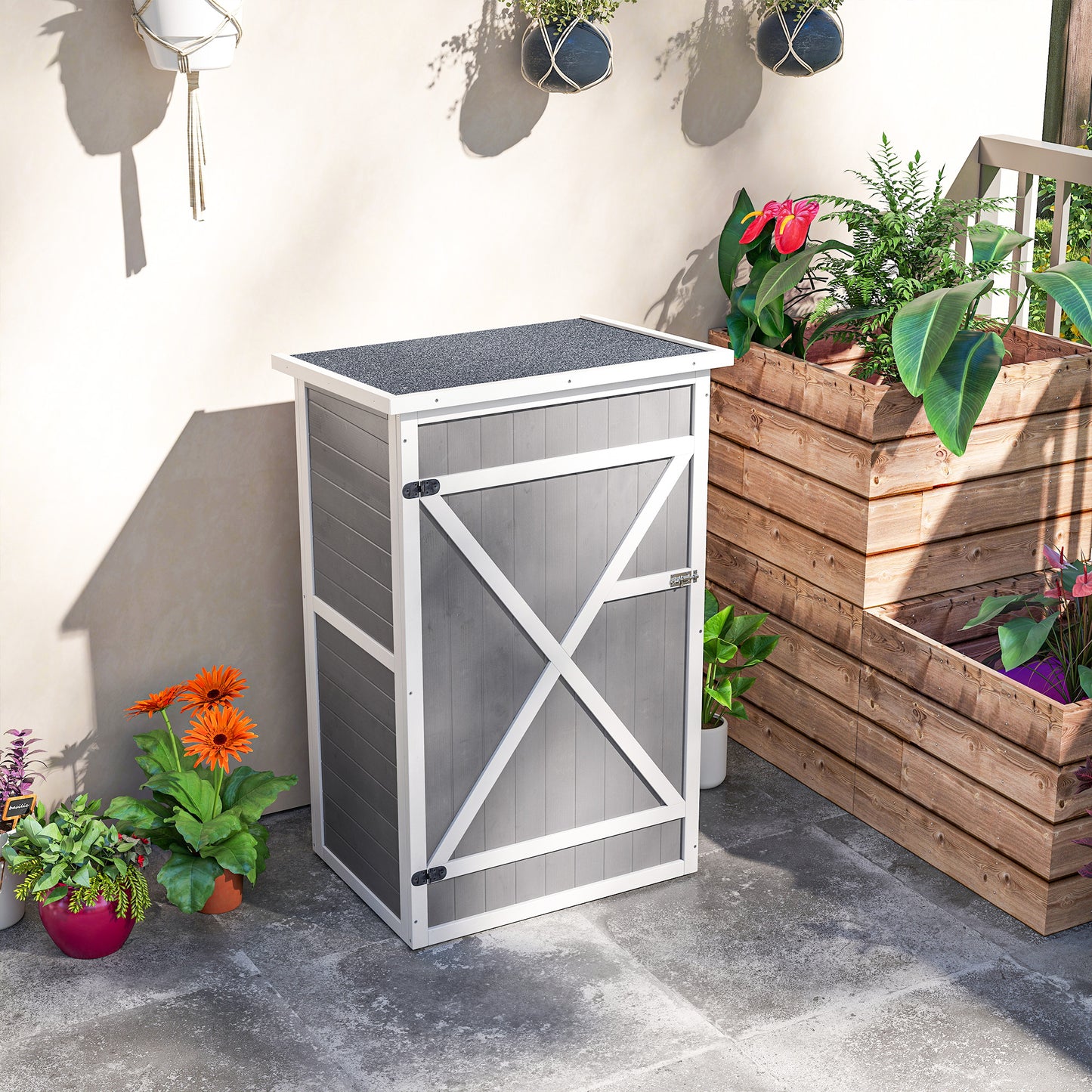 AI62 Decor Small Wooden Shed with Shelves