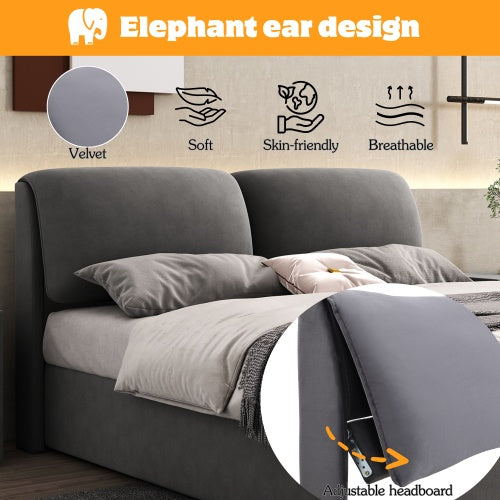 AI62 Decor Upholstered King Size Bed with Hydraulic Mechanism and storage