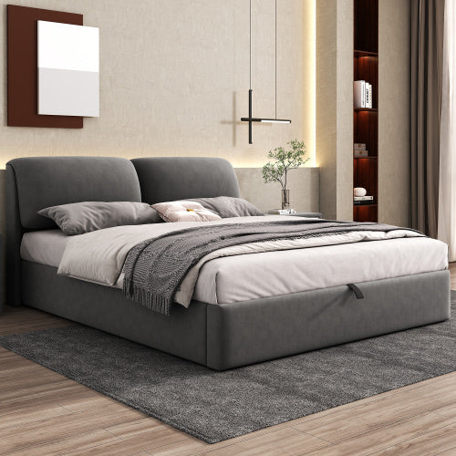 Upholstered King Size Bed with Hydraulic Mechanism and storage AI62Decor