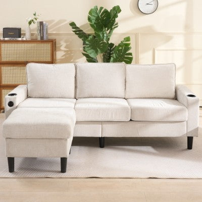 L-Shaped Sectional Sofa with USB & Cup Holders AI62Decor