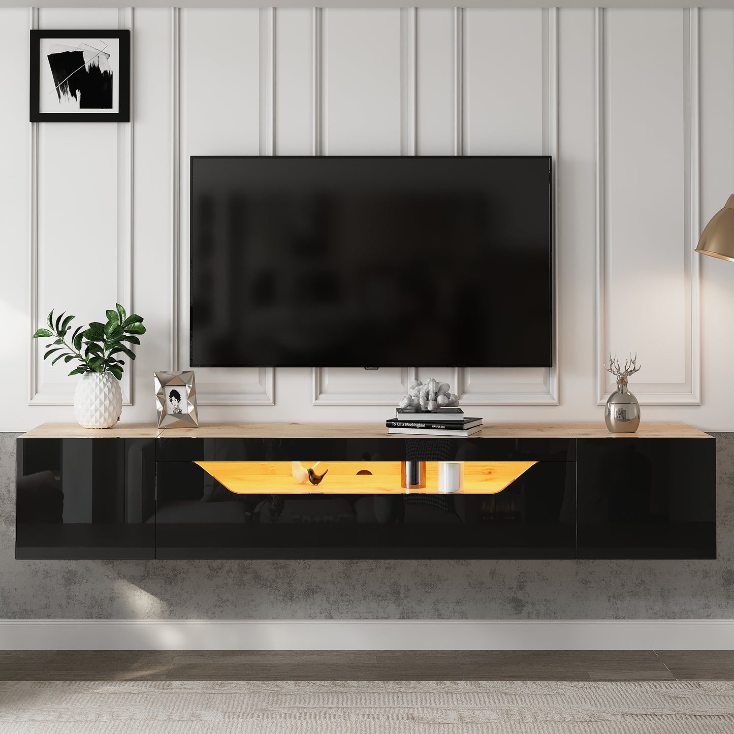 AI62 Decor Wall Mounted TV Cabinet with LED Lighting