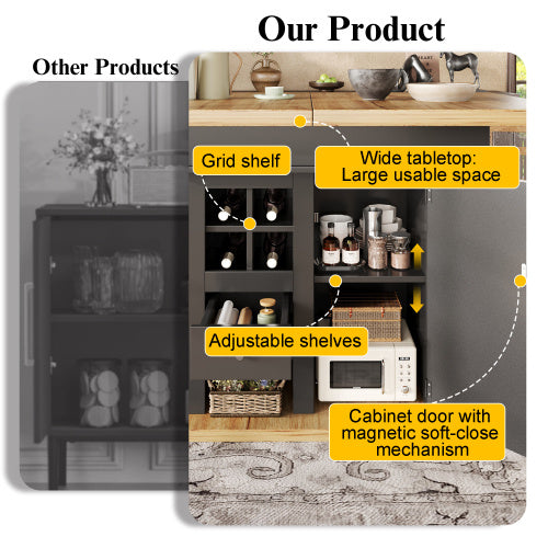 AI62 Decor Foldable Telescopic Dining Table with Wine Rack