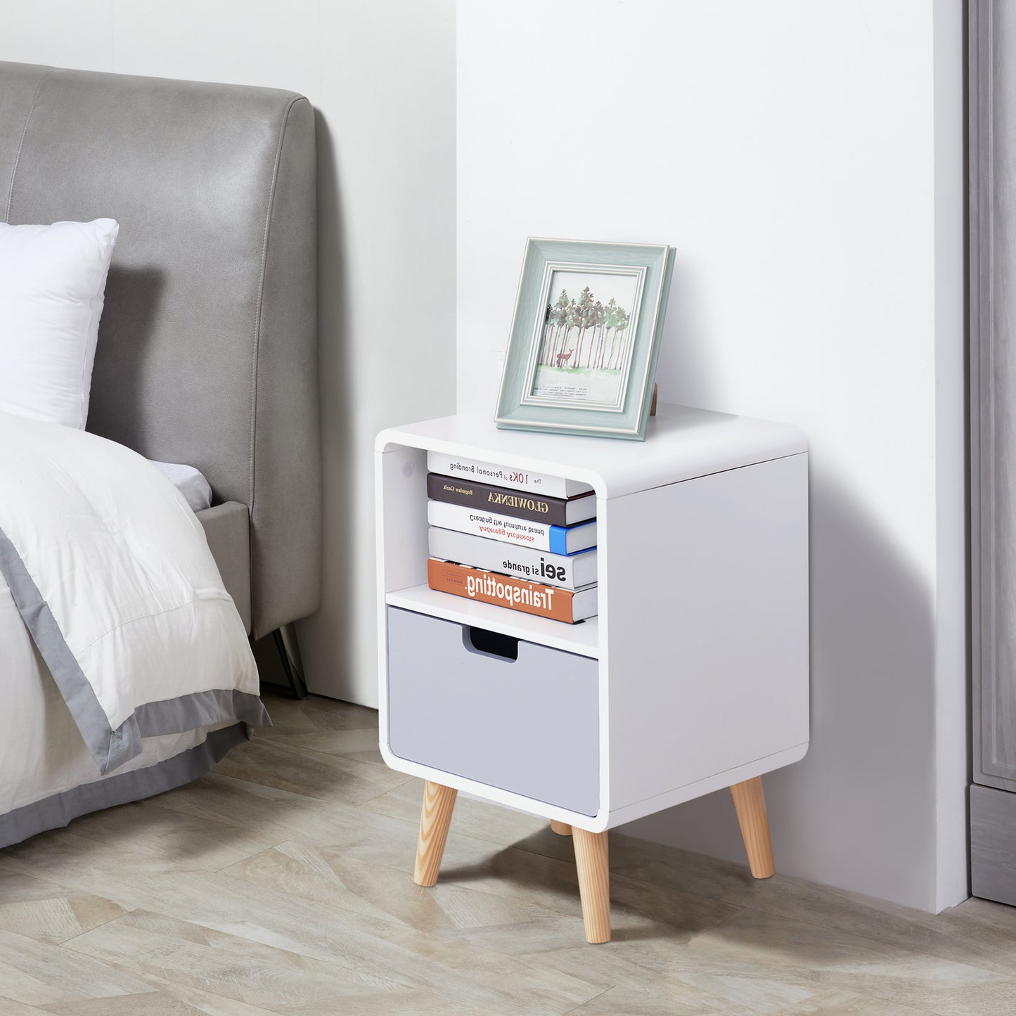 AI62 Decor Wooden Nightstand with Drawer