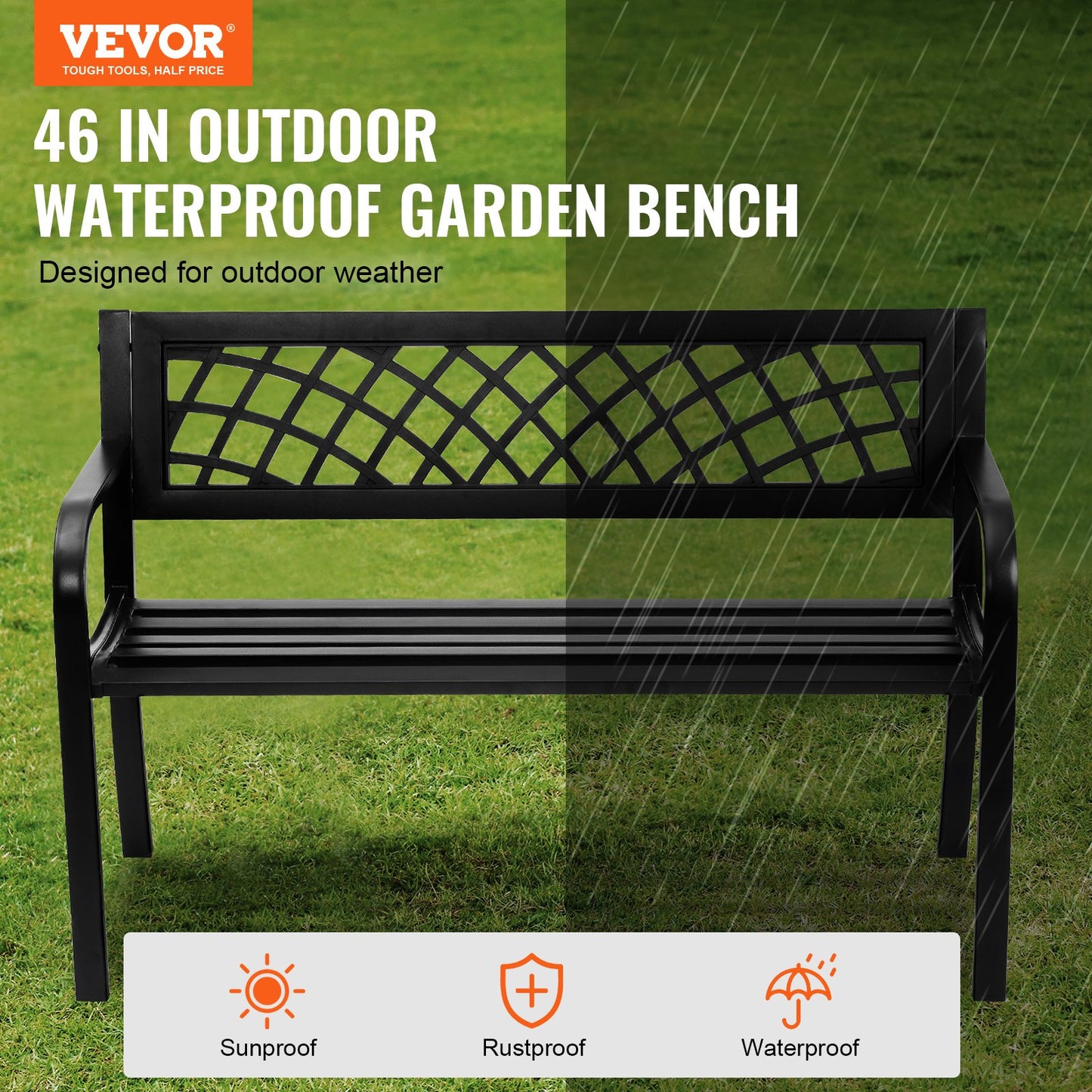 AI62 Decor 46-Inch Metal Outdoor Bench