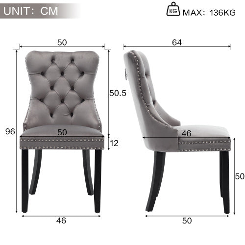 AI62 Decor Set of 4 Velvet Upholstered Dining Room Chairs