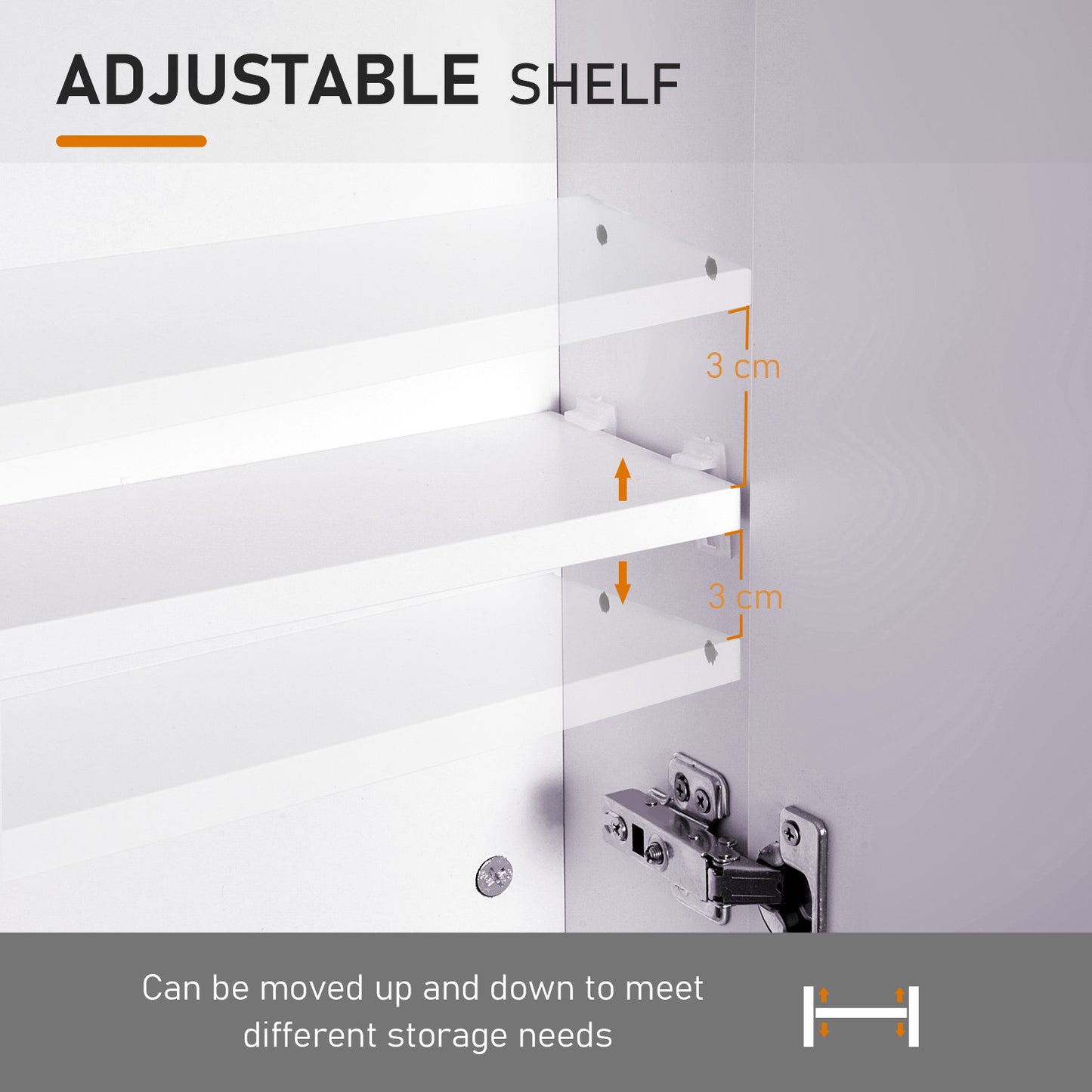 AI62 Decor Wall-Mount Bathroom Mirror Cabinet with Adjustable Shelves, Double Door, White