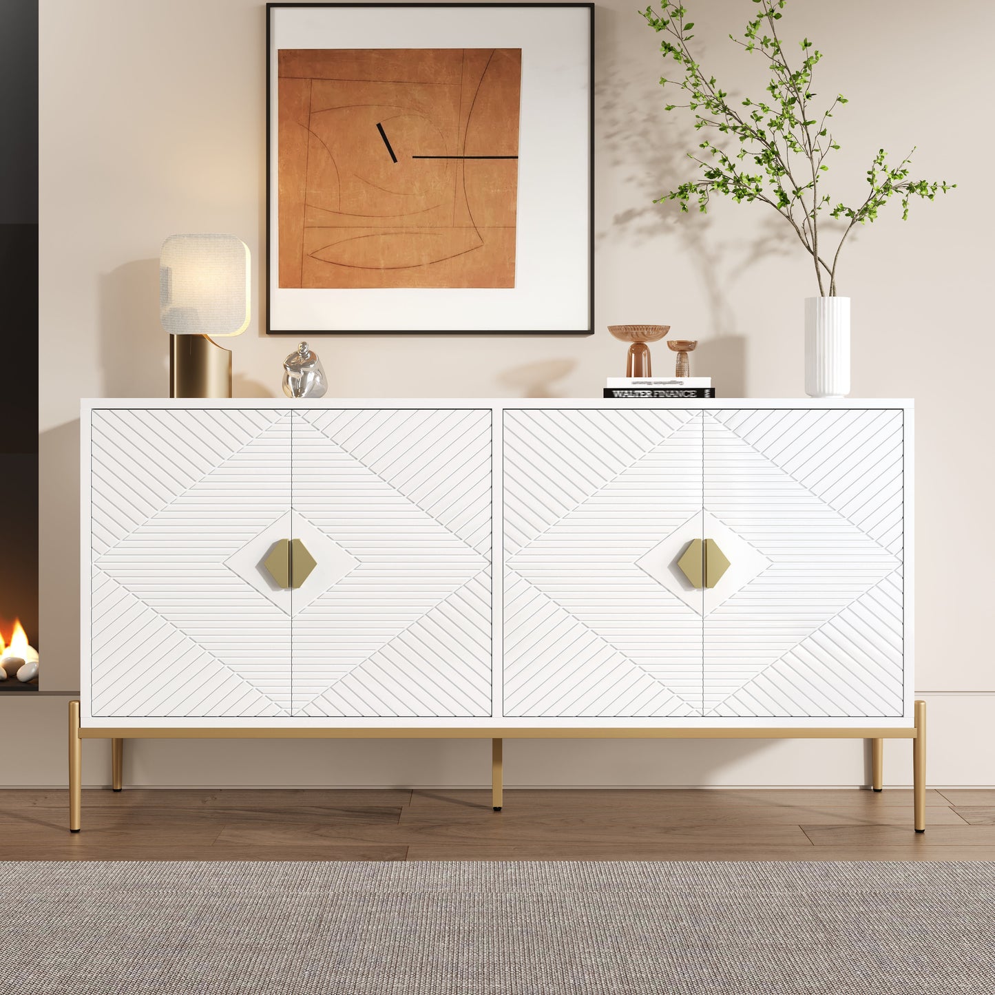 AI62 Decor  Modern Storage Sideboard Cabinet 162x40x80cm