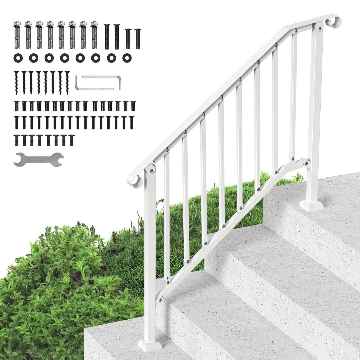 AI62 Decor Outdoor Stair Handrails – 3-4 Step Kit