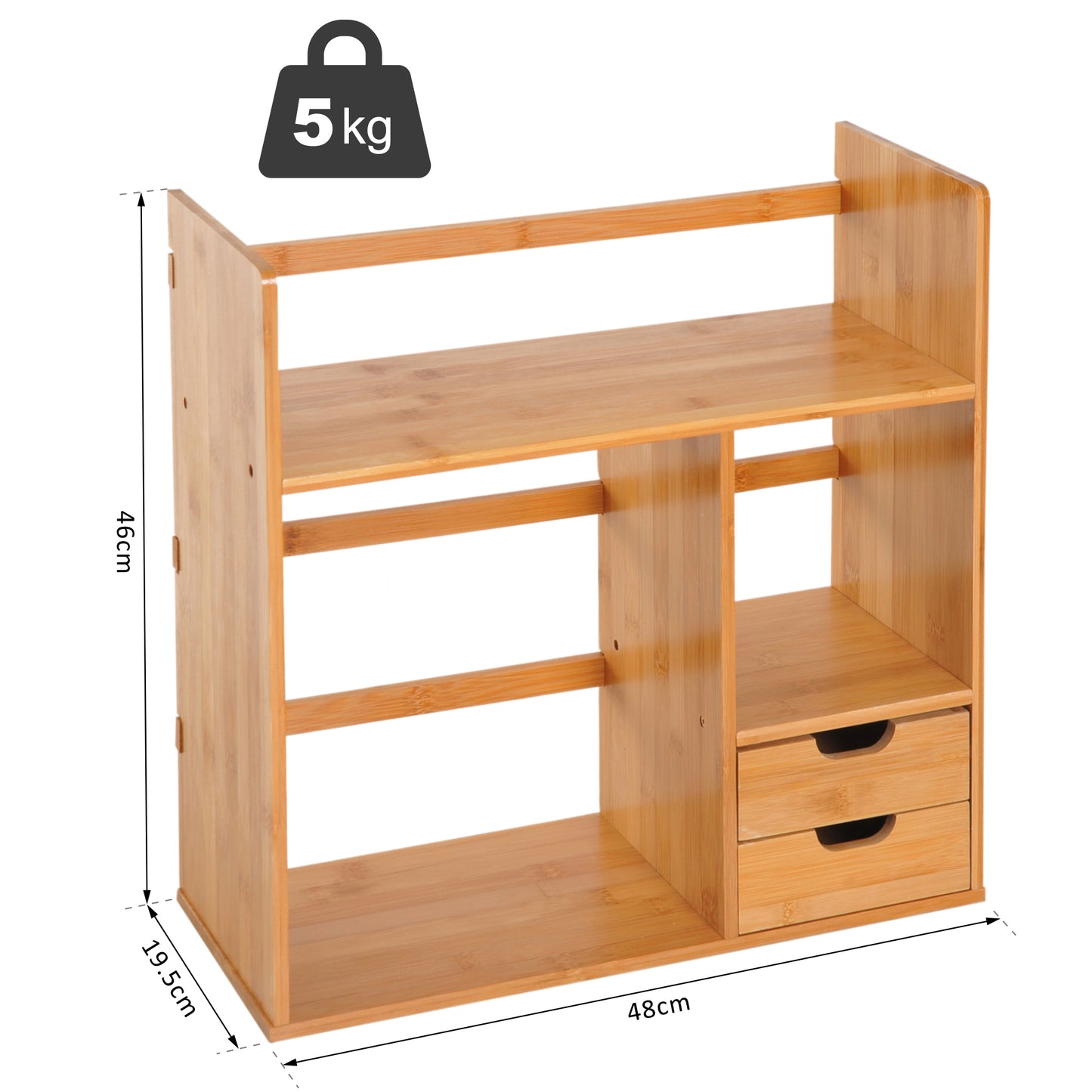 AI62 Decor Bamboo Desk Organizer with 2 Drawers & Storage Compartments
