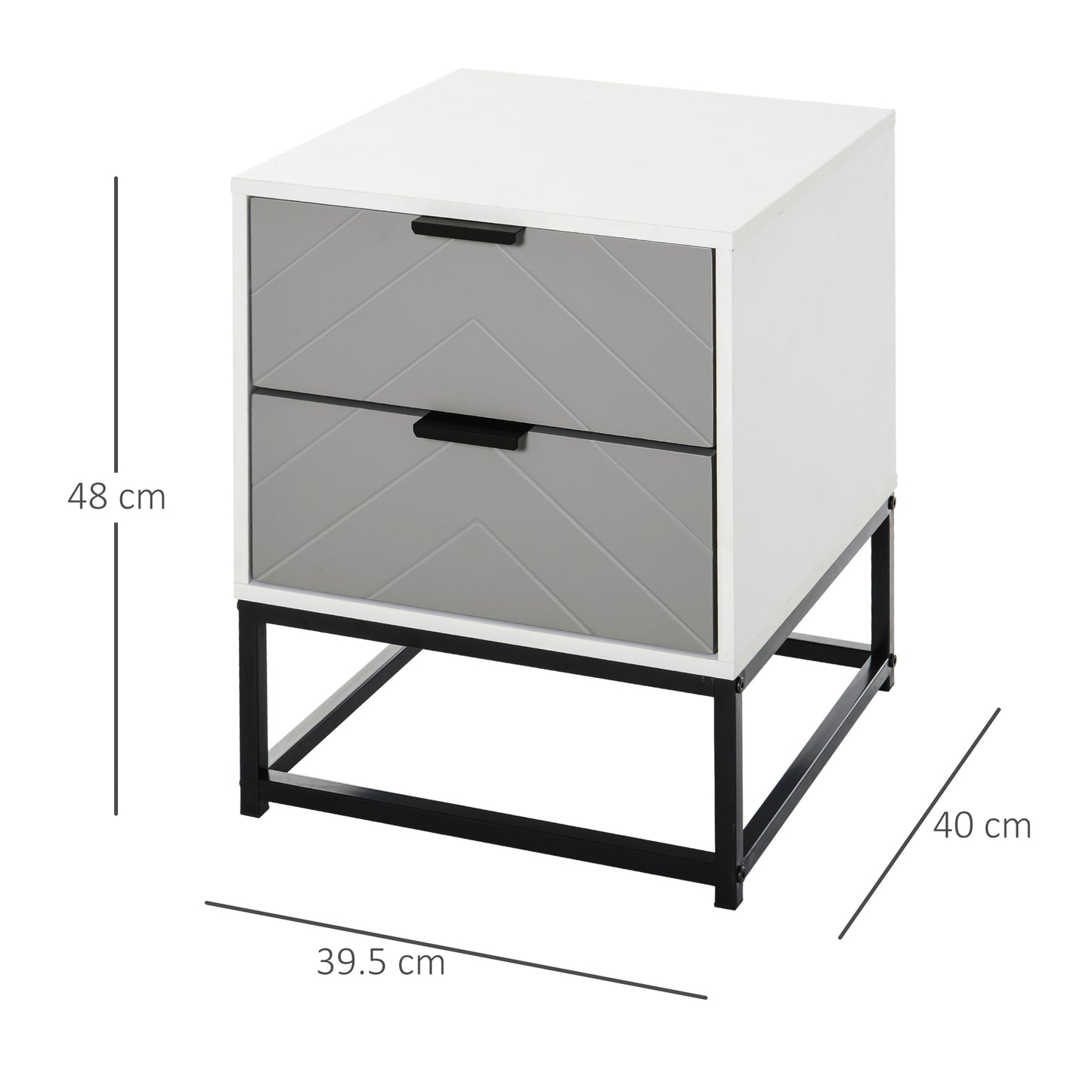 AI62 Decor2 Drawer Bedside Cabinet with Metal Base