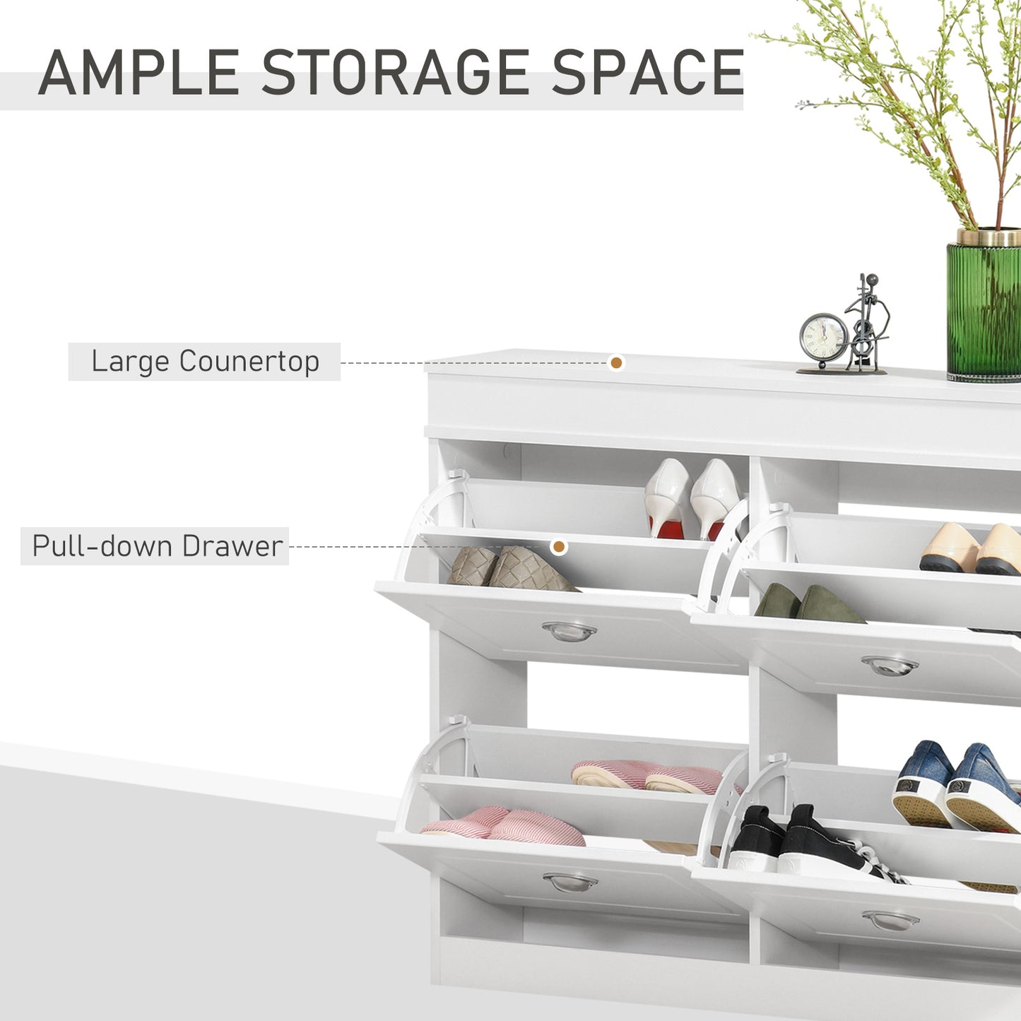 AI62 Decor 4-Drawer Narrow Shoe Cabinet – White