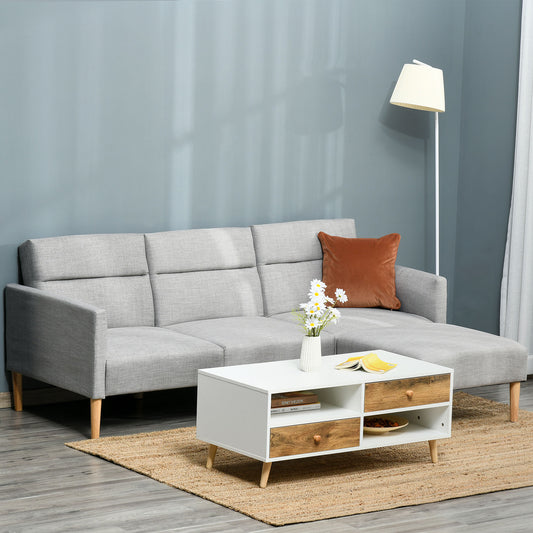 AI62 Decor Light Grey L-Shaped Sofa Bed