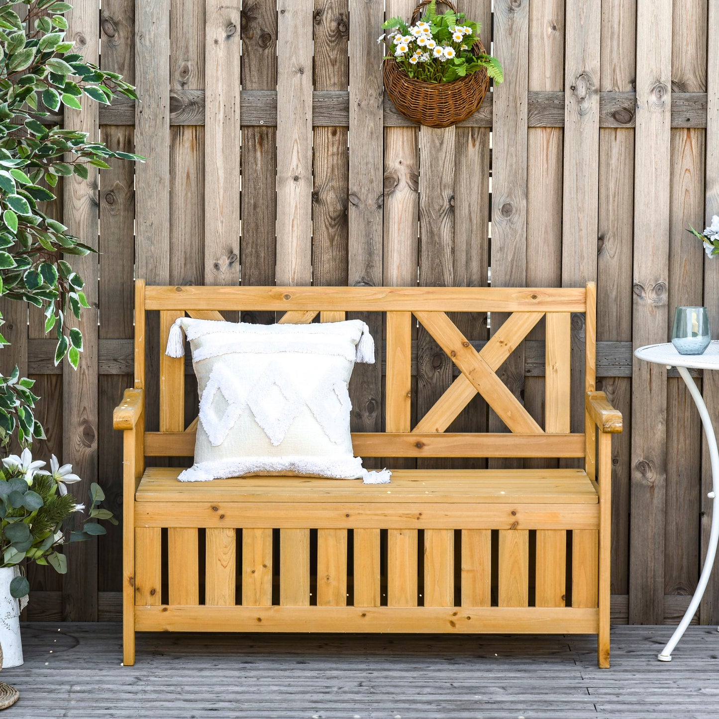 AI62 Decor 2-Seater Outdoor Garden Storage Bench – Patio & Porch Seating