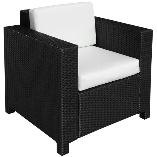 AI62 Decor Single Seater Rattan Garden Armchair with 10 cm Padded Cushion