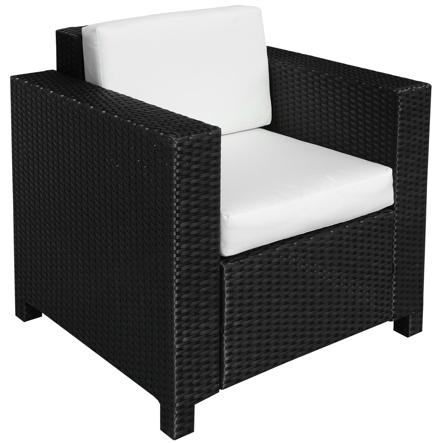 AI62 Decor Single Seater Rattan Garden Armchair with 10 cm Padded Cushion