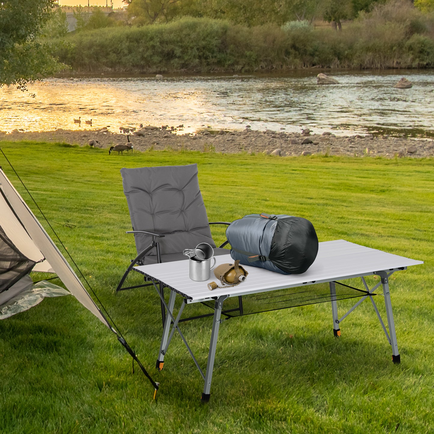 AI62 Decor 4FT Folding Aluminium Picnic Table with Carry Bag