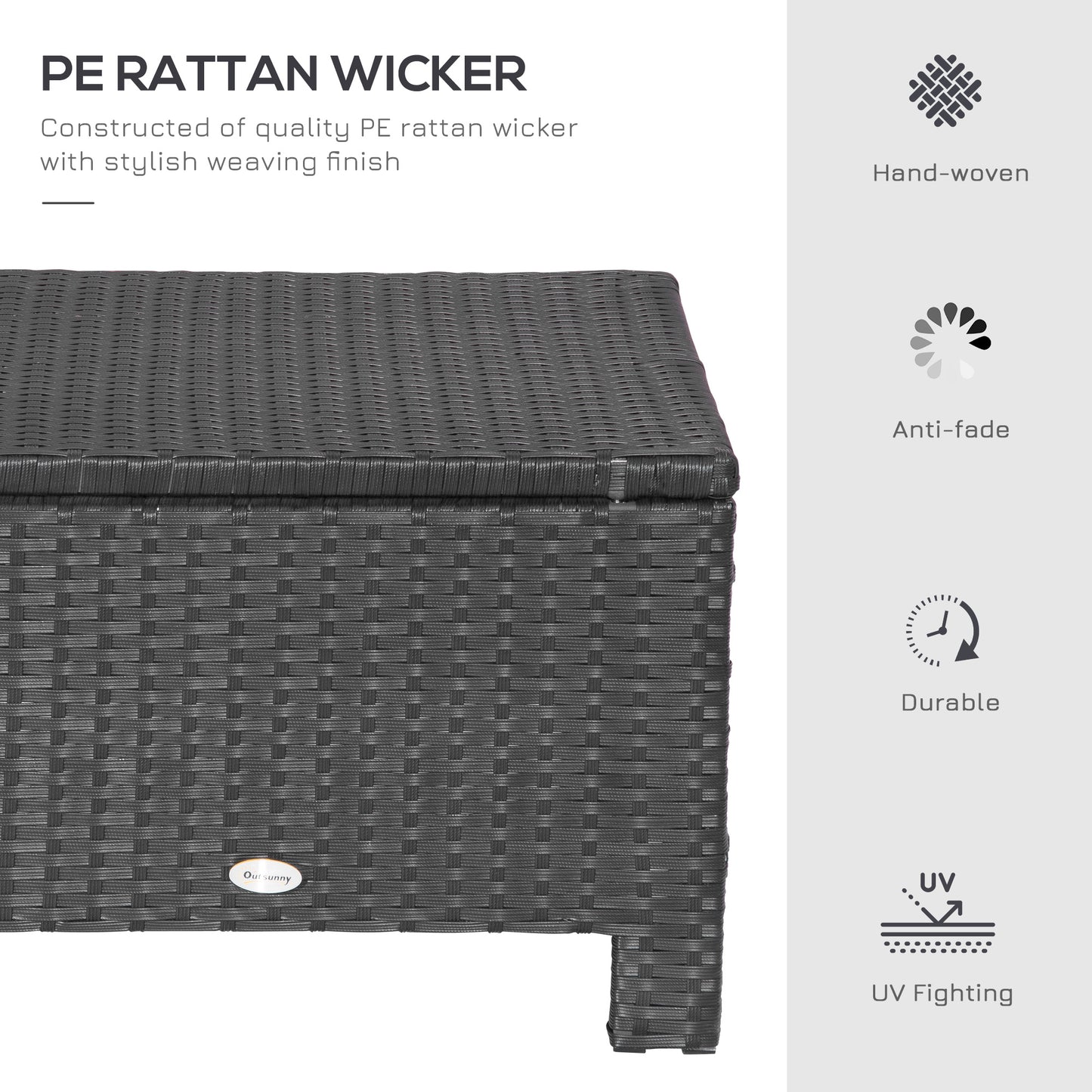 AI62 Decor Rattan Outdoor Wicker Ottoman with Cushion