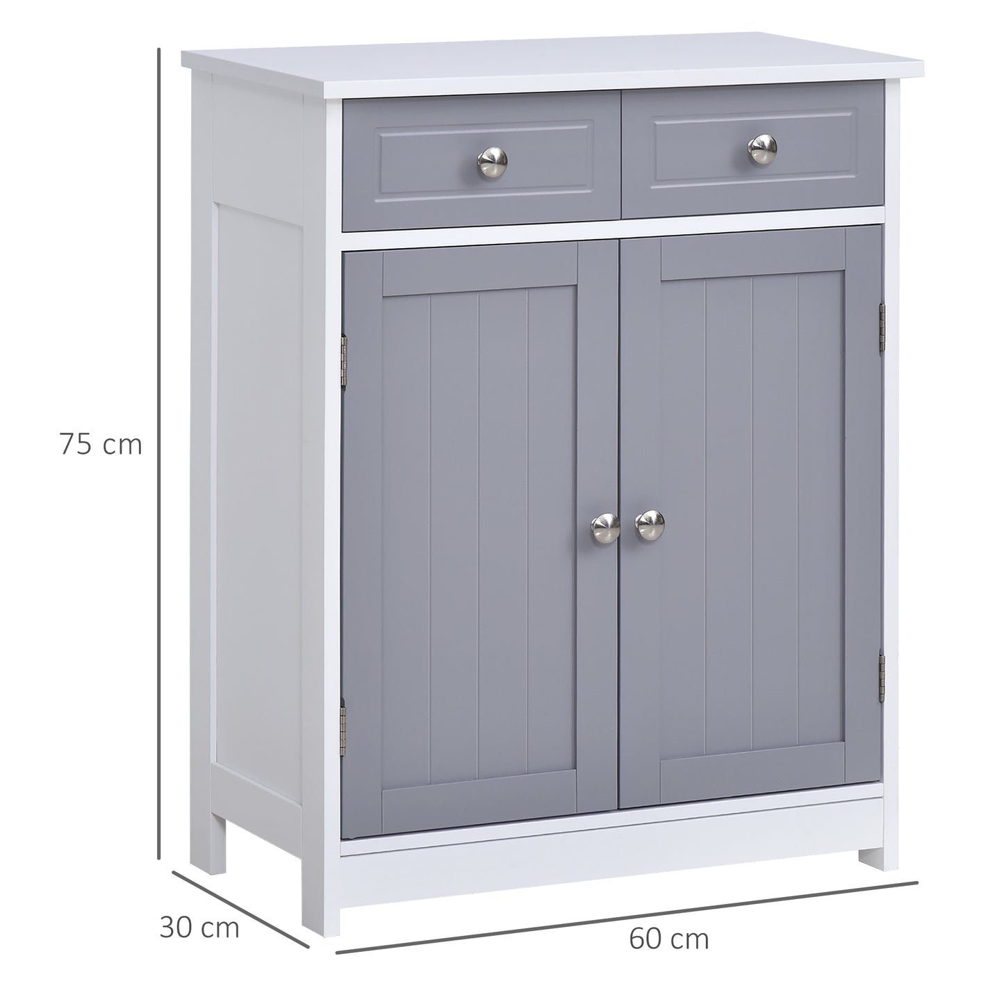 AI62 Decor Kleankin 75x60cm Freestanding Bathroom Cabinet – Grey/White