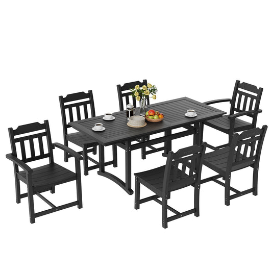 AI62 Decor 7-Piece Outdoor Patio Dining Set – Black