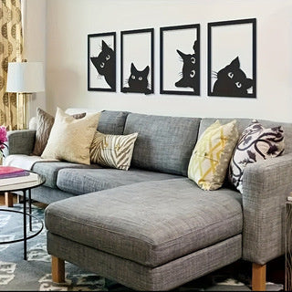 AI62 Decor Black Cat Metal Wall Art for Home Decor