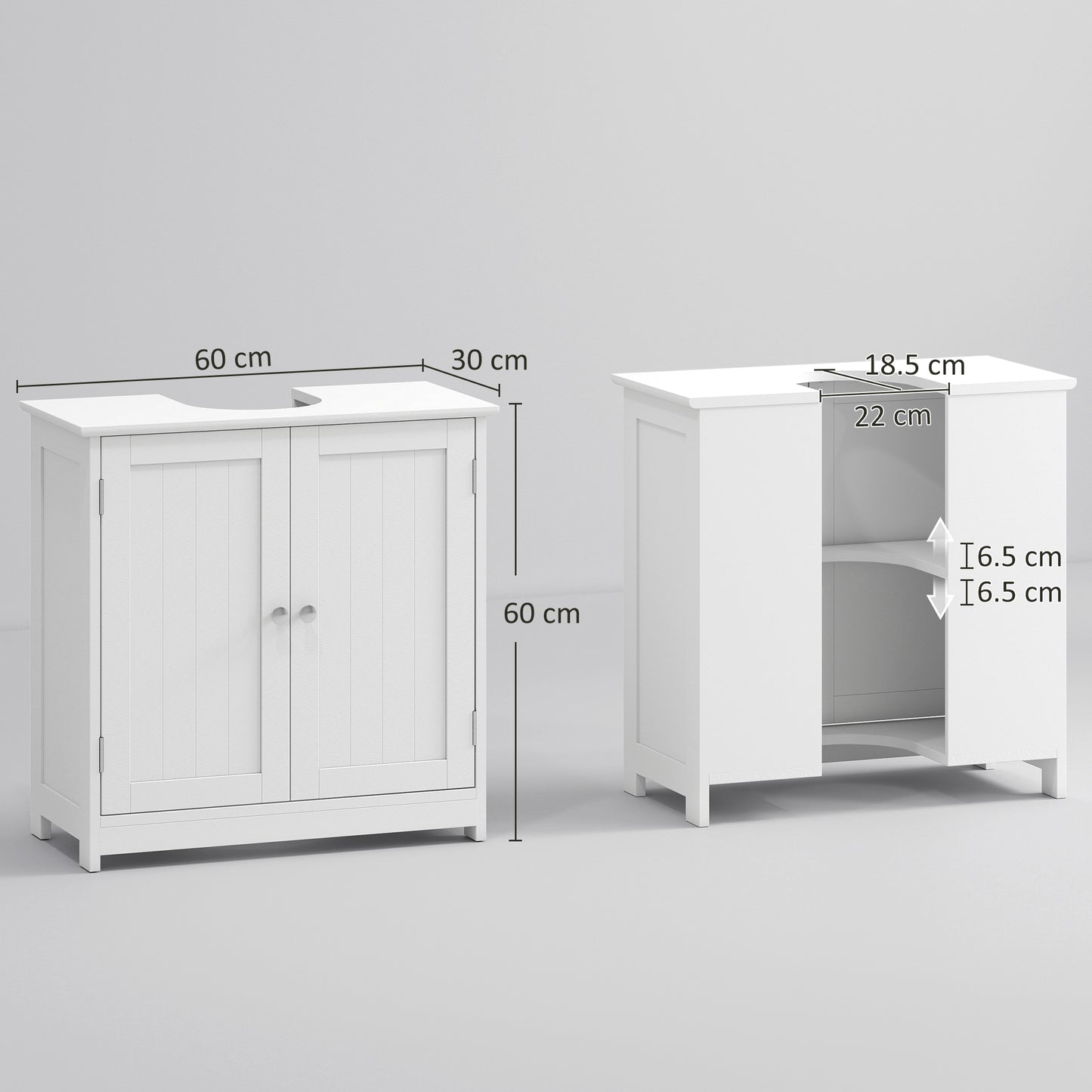 AI62 Decor Kleankin Under Sink Bathroom Cabinet with 2 Doors – White