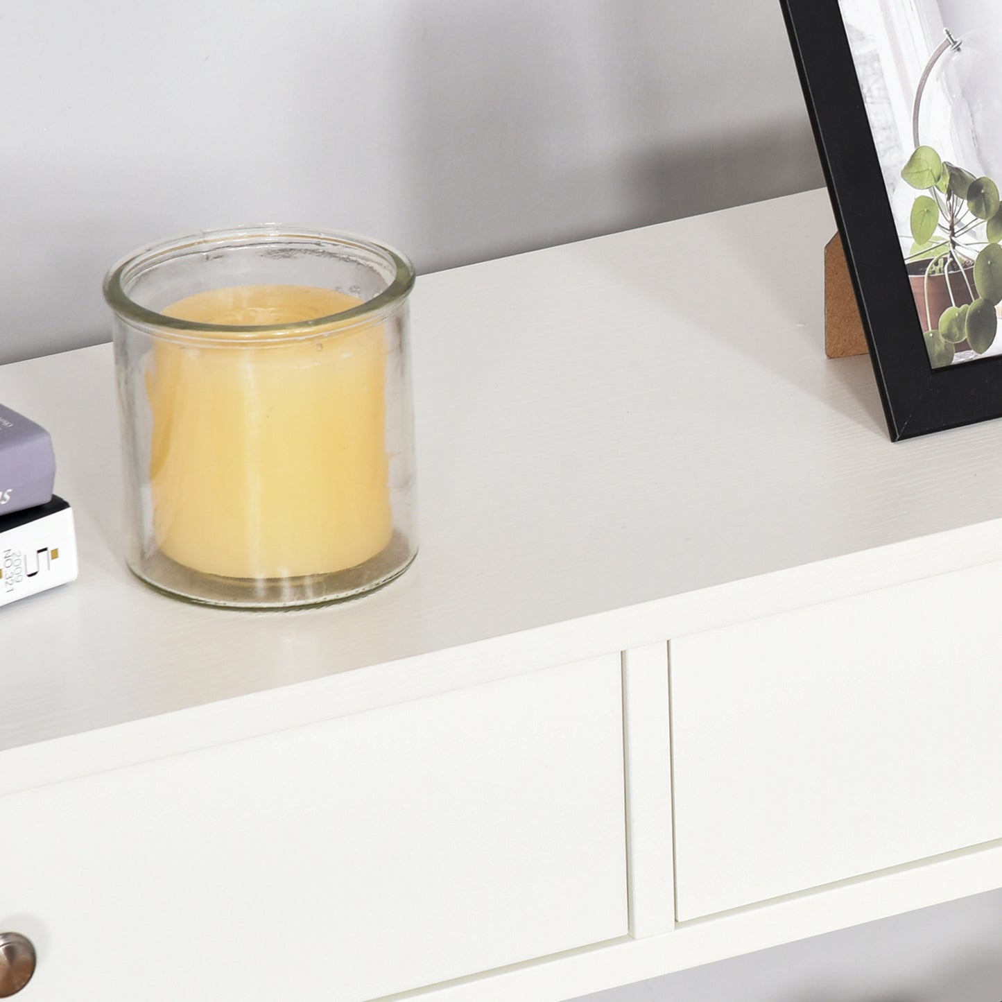 AI62 Decor  Modern White Side Desk with Storage Drawers