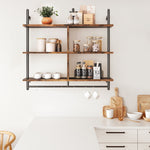 AI62Decor 3-Tier Floating Wall Shelves with Metal Brackets for Bathroom