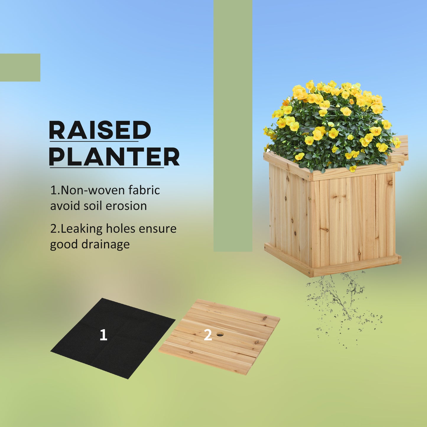 AI62 Decor 37L Wooden Garden Planter & Bench