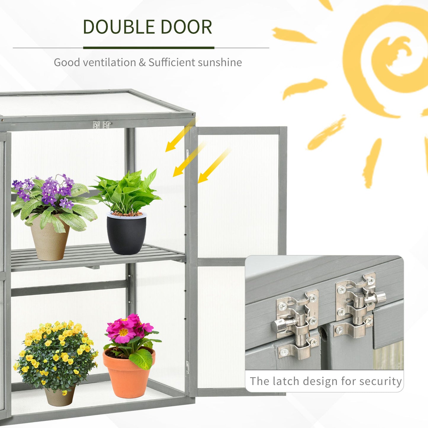 AI62 Decor Wooden Cold Frame Greenhouse