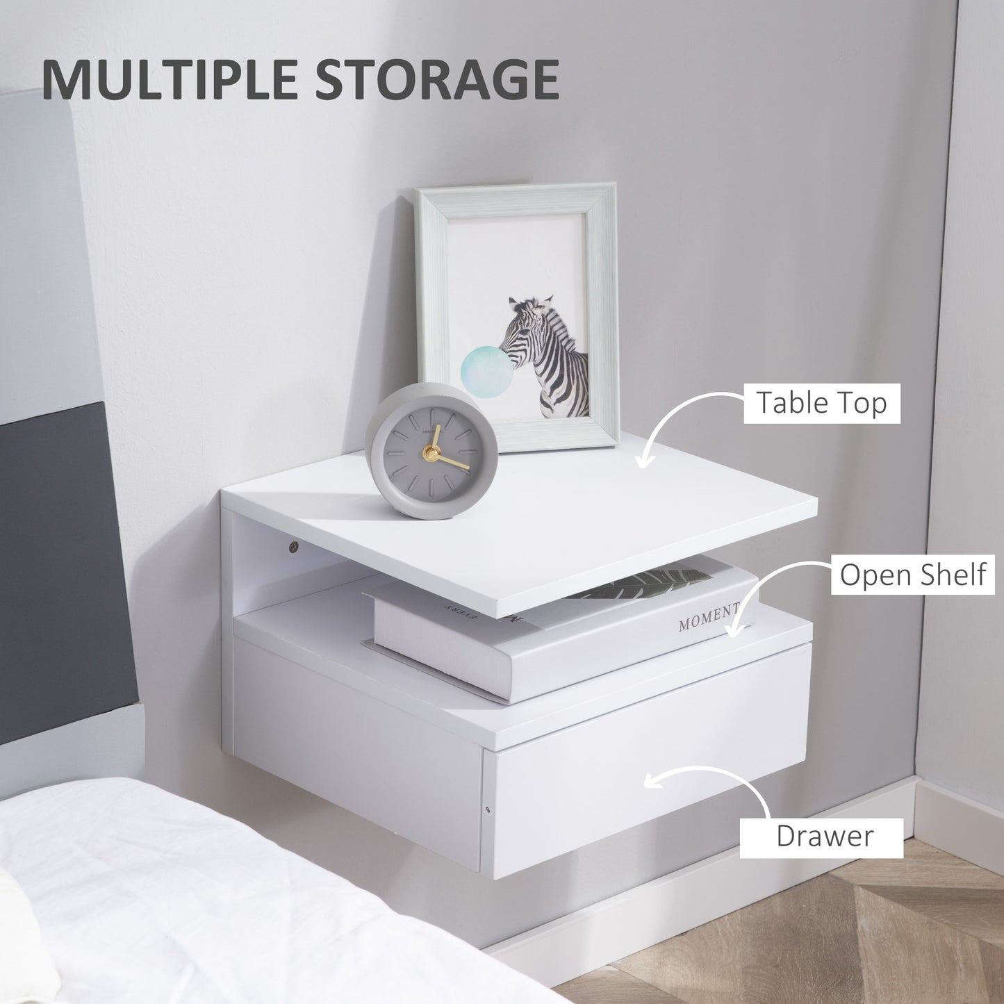 AI62 Decor Set Of Two Floating Bedside Tables - White