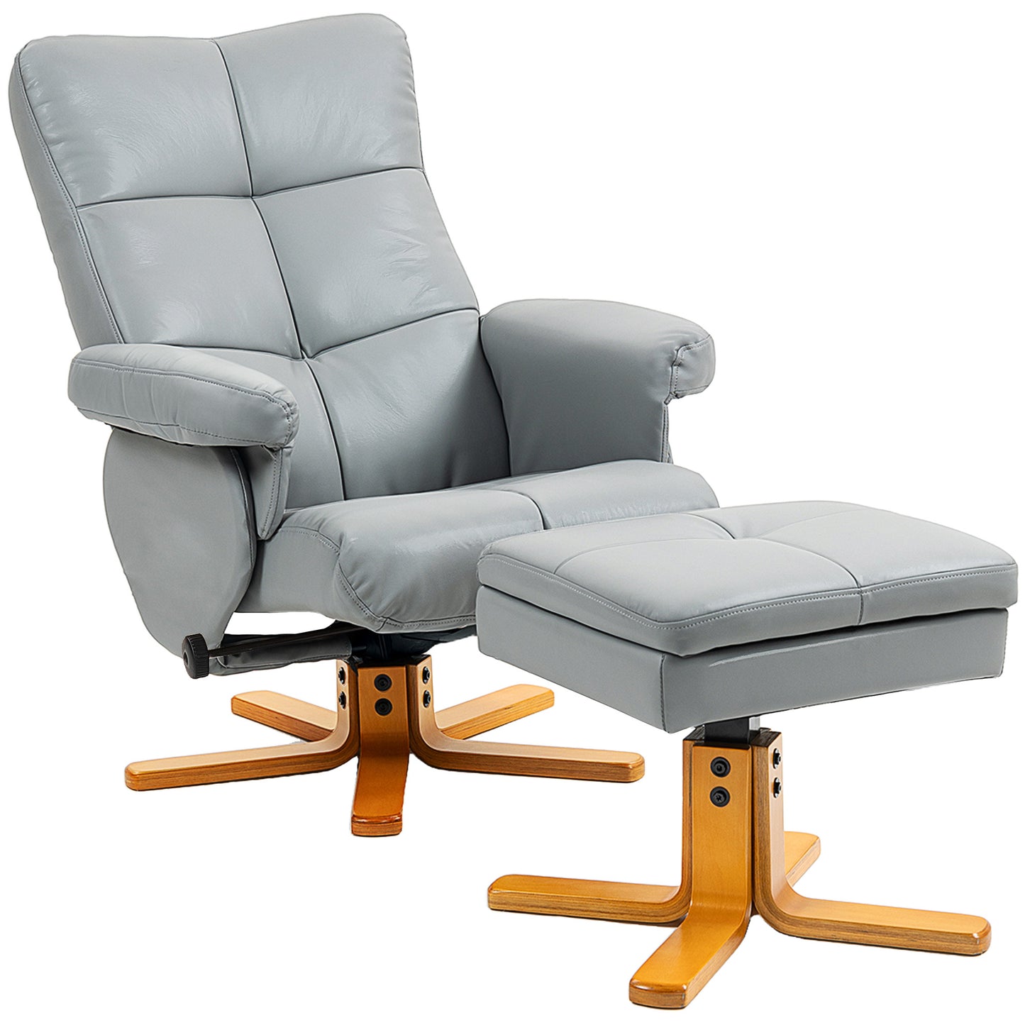 AI62 Decor PU Leather Swivel Recliner Chair with Footstool & Storage