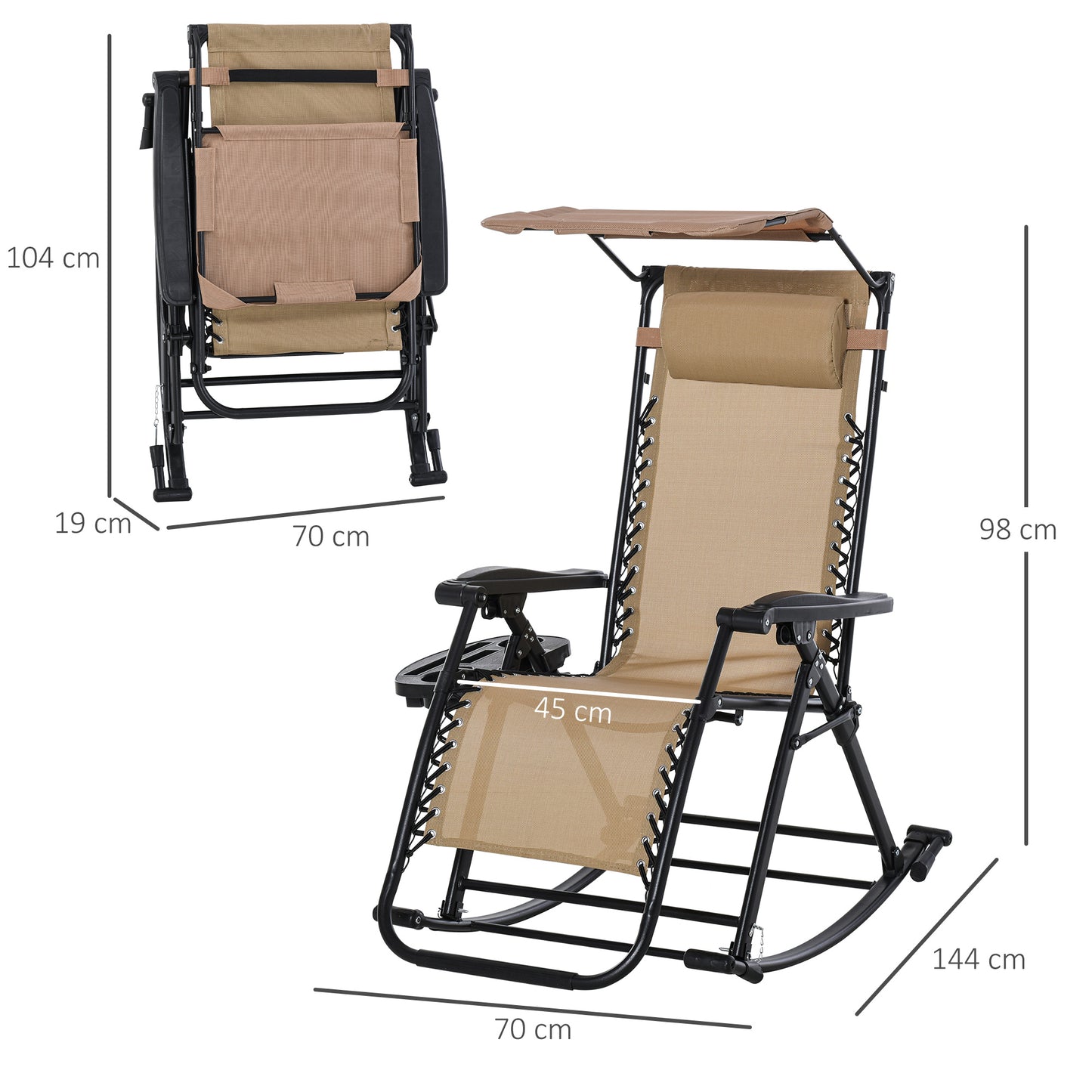 AI62 Decor Outdoor Folding Garden Rocking Chair – Beige