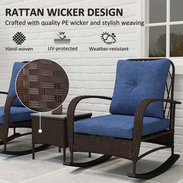 AI62 Decor Rattan Chaise Lounge & Wicker Furniture Set