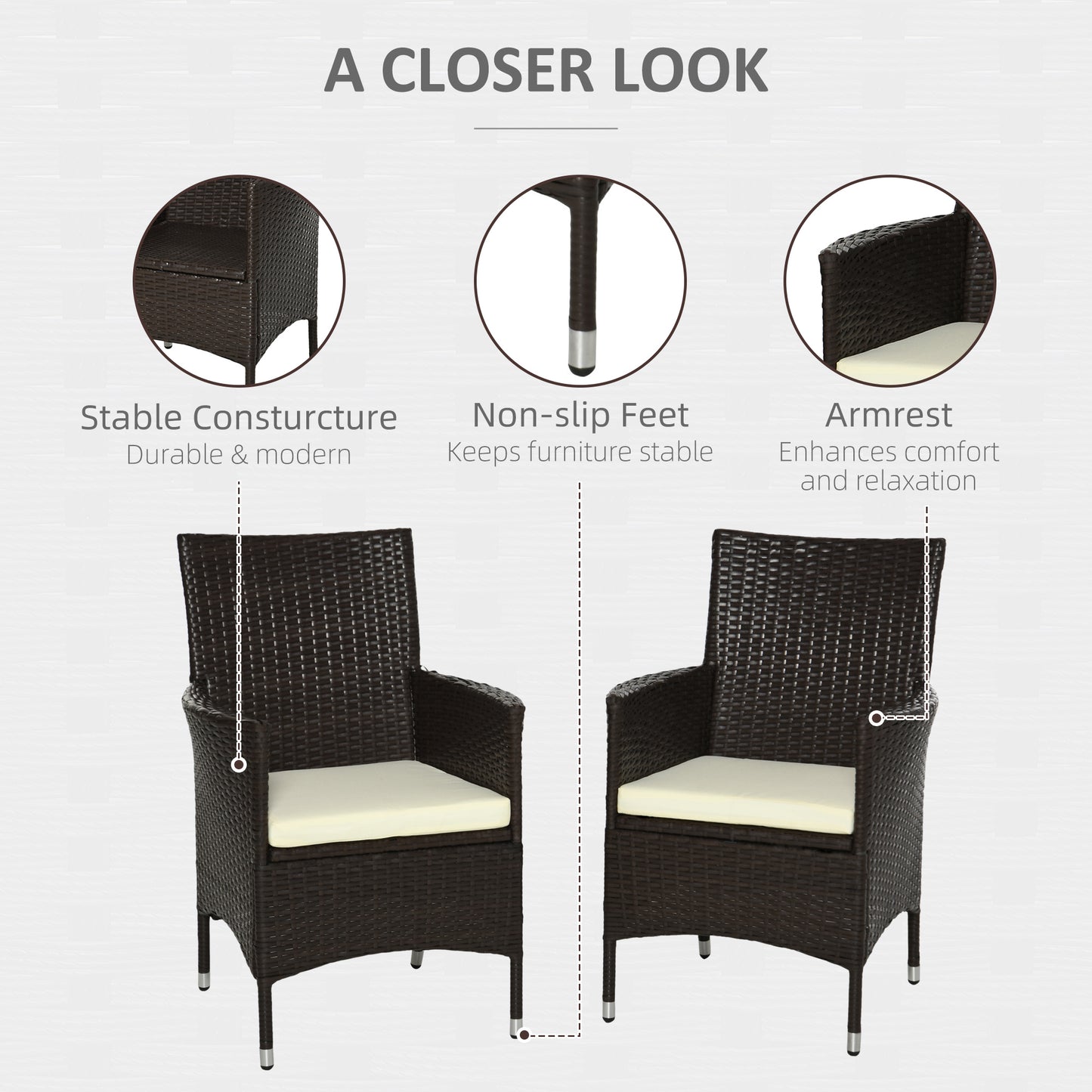AI62 Decor 2-Piece Outdoor Rattan Dining Chairs with Cushions – Coffee