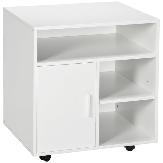 AI62 Decor Mobile Printer Stand with Storage & Wheels – White (60 x 50 x 65.5 cm)
