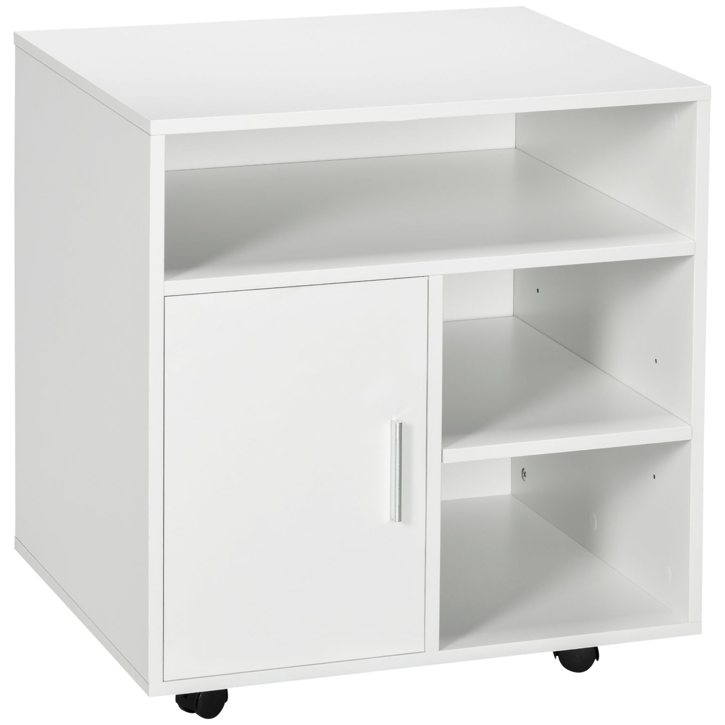 AI62 Decor Mobile Printer Stand with Storage & Wheels – White (60 x 50 x 65.5 cm)