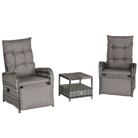 AI62 Decor Grey 2-Seater Wicker Chaise Lounge Sofa