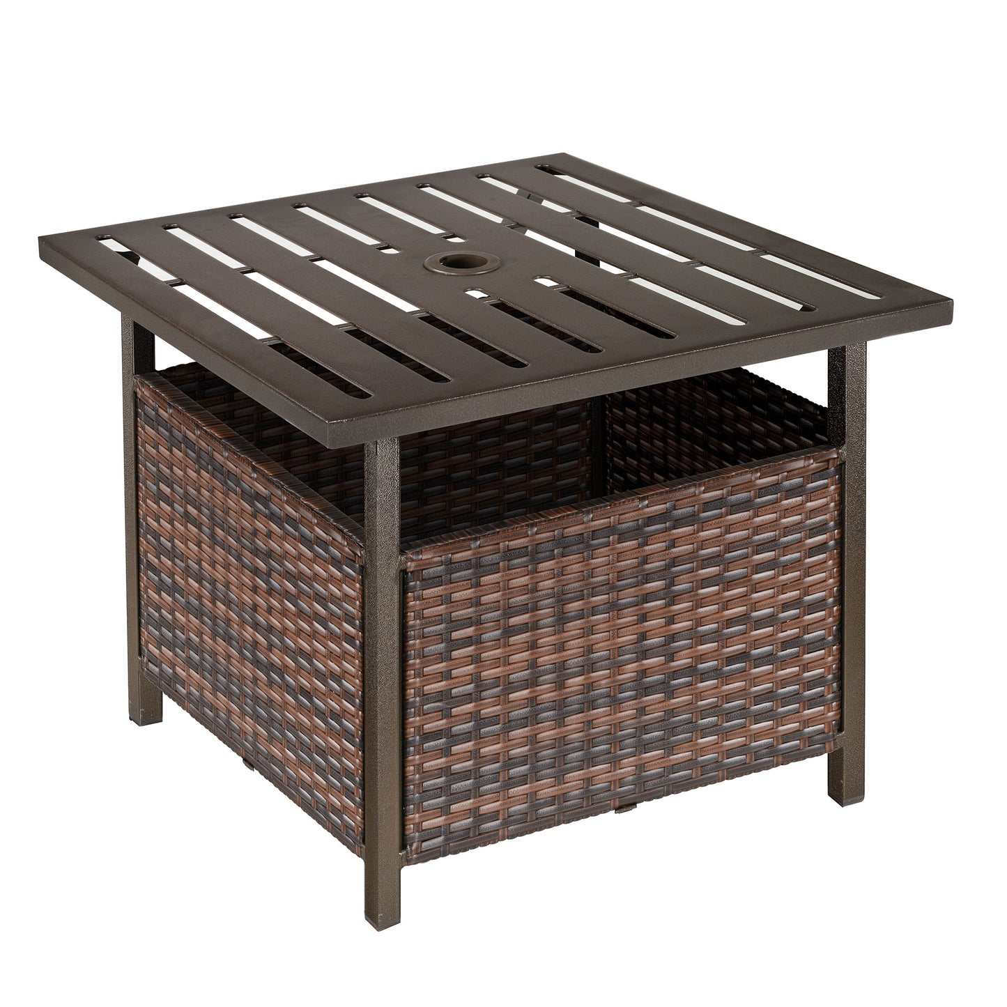 AI62 Decor Rattan Outdoor Coffee Table with Umbrella Hole