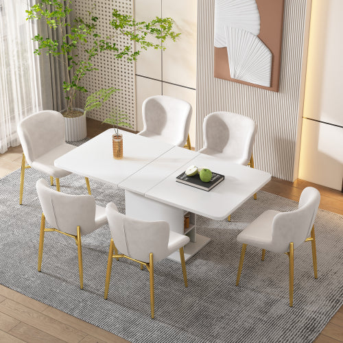 AI62 Decor White Multifunctional Dining Table with Storage