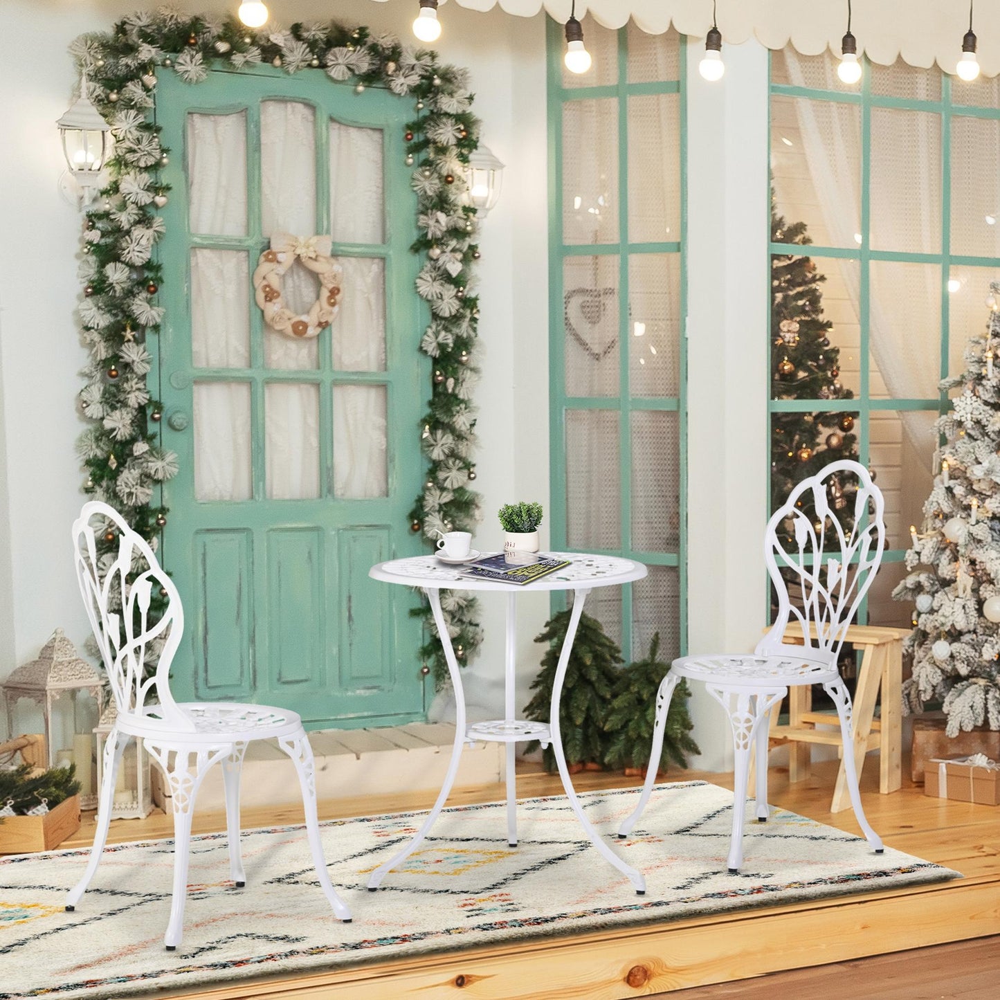 AI62 Decor 3-Piece Patio Bistro Set for 2 Aluminium Table & Chairs