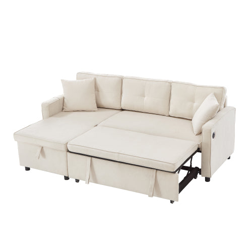 AI62 Decor L-Shaped 3-in-1 Convertible Sofa Bed with Storage & Chaise