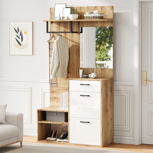 AI62 Decor  7-in-1 Entryway Hall Tree with Coat Rack