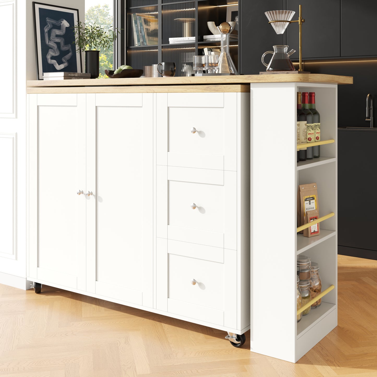 AI62 Decor  360° Swivel Dining & Bar Table with Storage