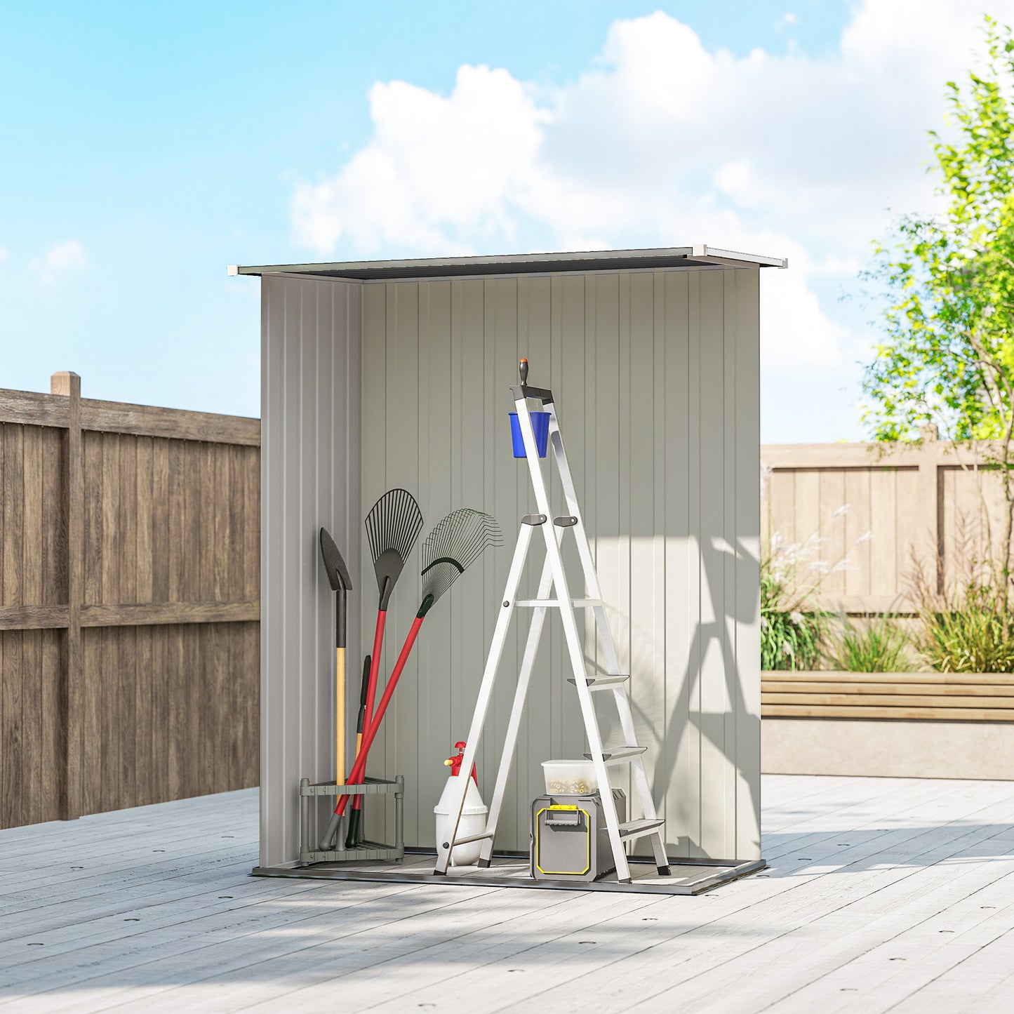 AI62 Decor Lockable Metal Shed for Tools and Equipment