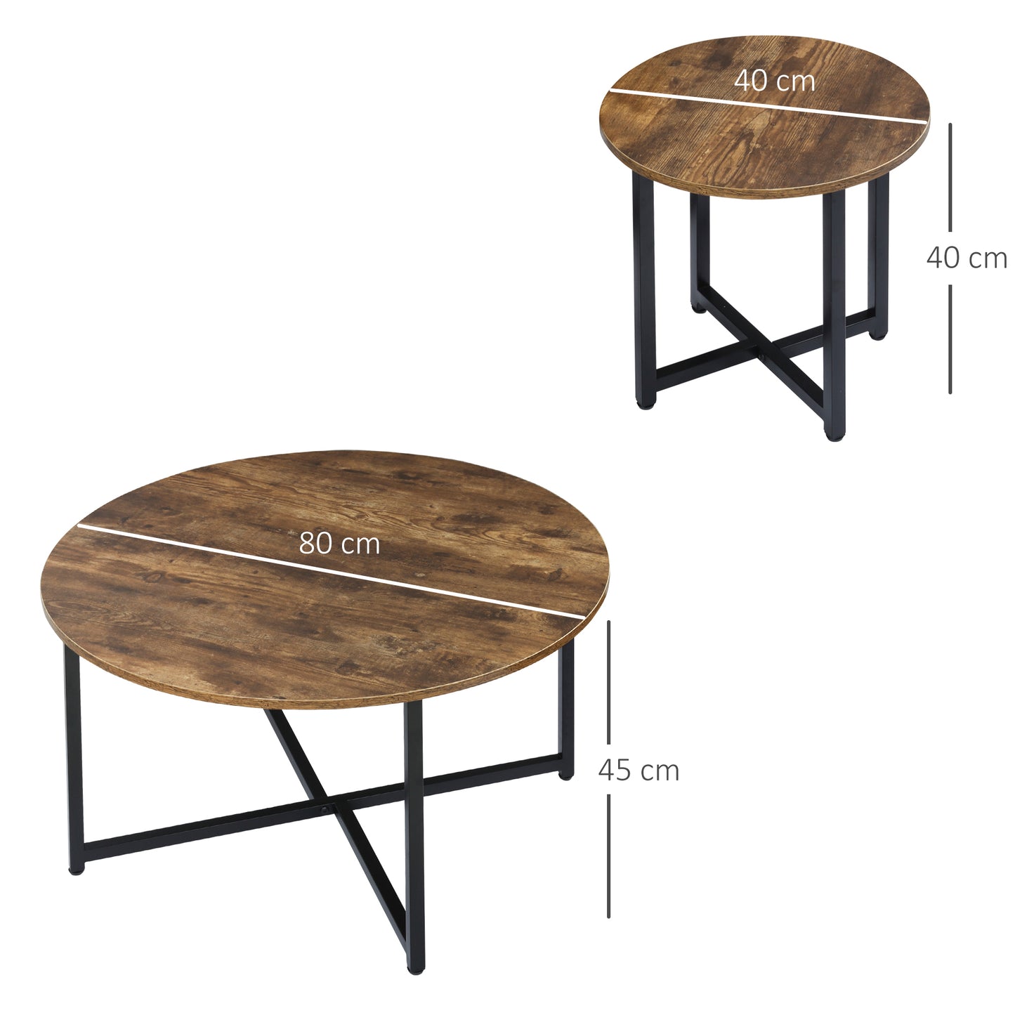 AI62 Decor Round Coffee & Side Table Set of 2