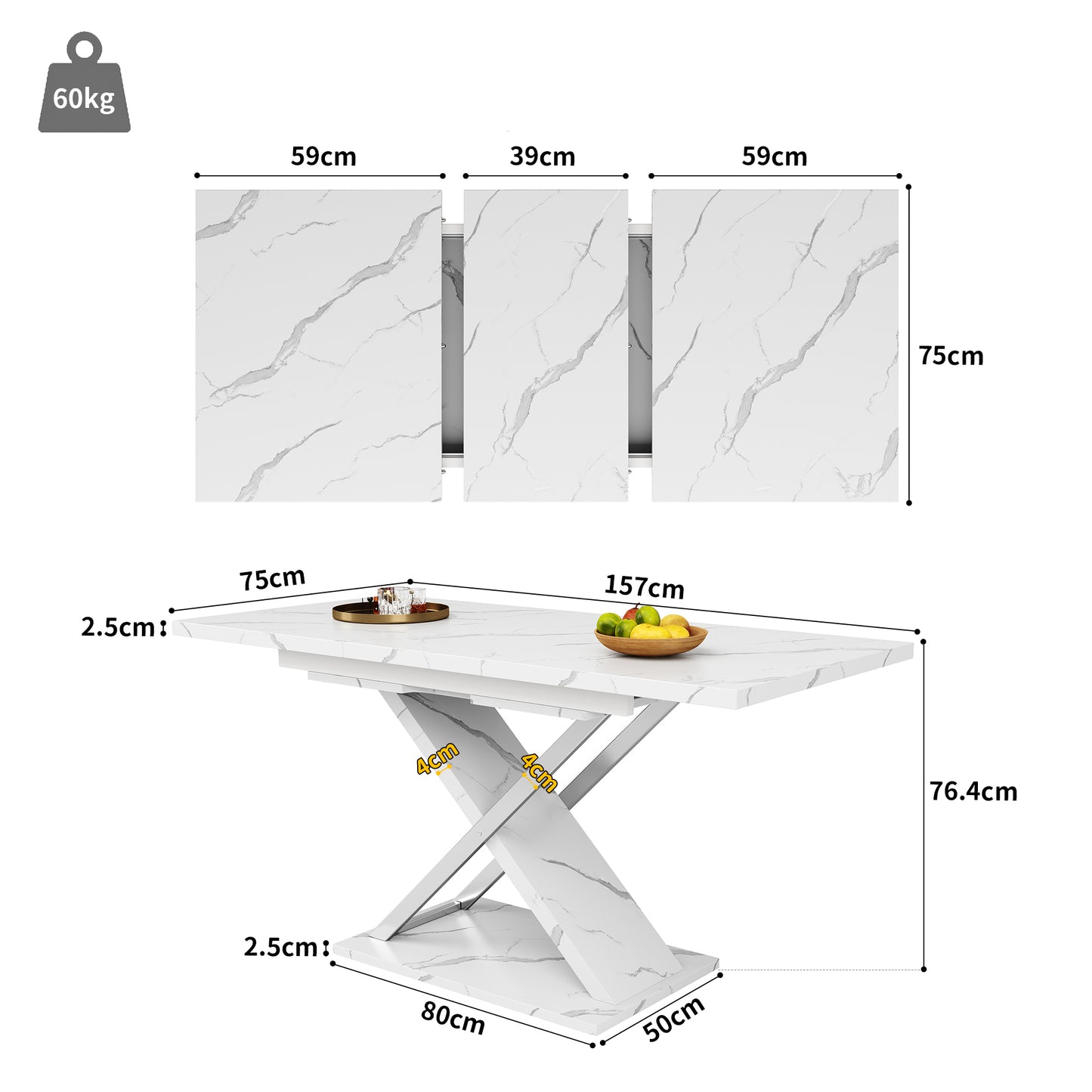 AI62 Decor Extendable Kitchen & Dining Table