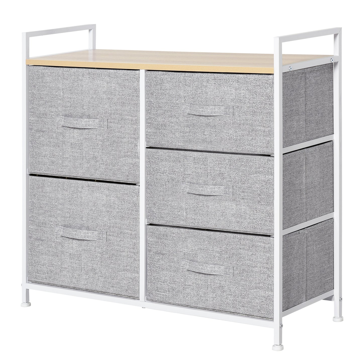 AI62 Decor Grey 5-Drawer Storage Dresser with Shelf & Handles