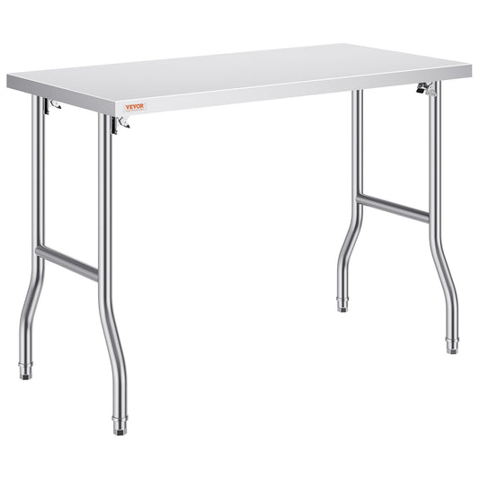 AI62 Decor 48"x24" Heavy-Duty Stainless Steel Folding Worktable